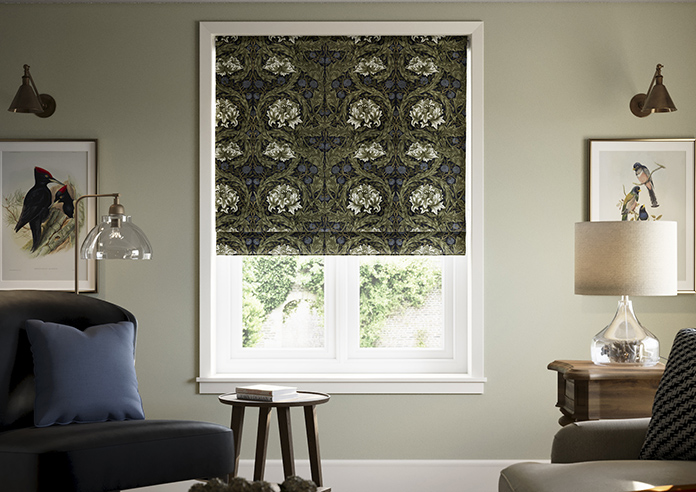 William Morris At Home African Marigold Velvet, Cornflower - Roman Blind - Image 3